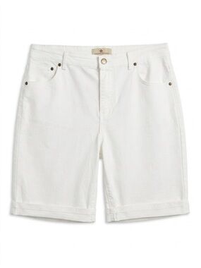 RED STAR Off White Denim Bermuda Shorts Size 12/31 Cuffed Stretch